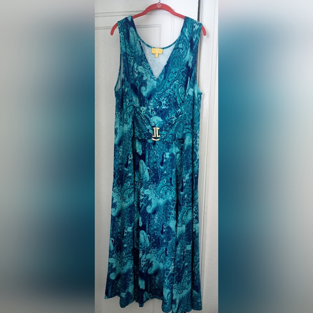 Liz Lange Blue and Yellow Paisley Dress